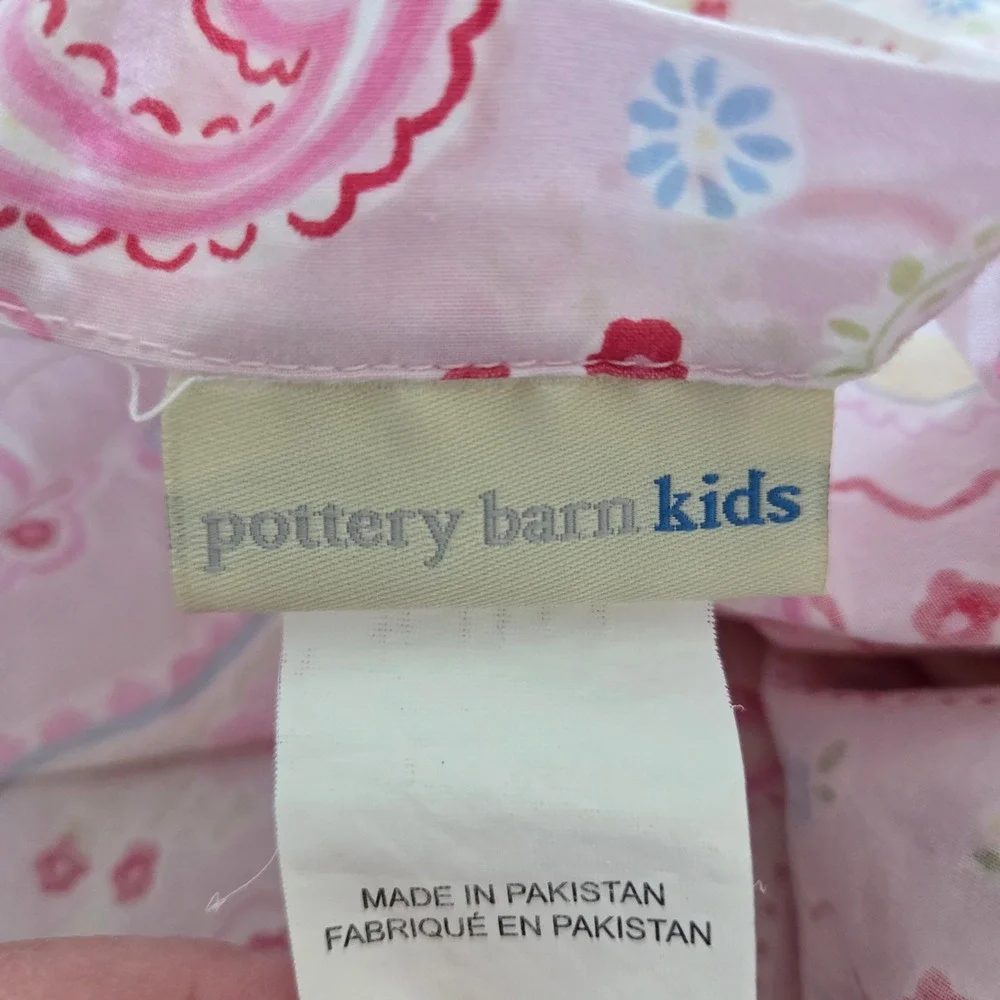 Pottery Barn Kids Duvet Cover Pink Paisley Sham & pillowcase set Cotton Twin Sz